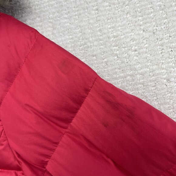 Lole Parka Winter Quilted Coat Hooded Fur Trim Women’s Size XS Cherry Red / Pink - Picture 10 of 16